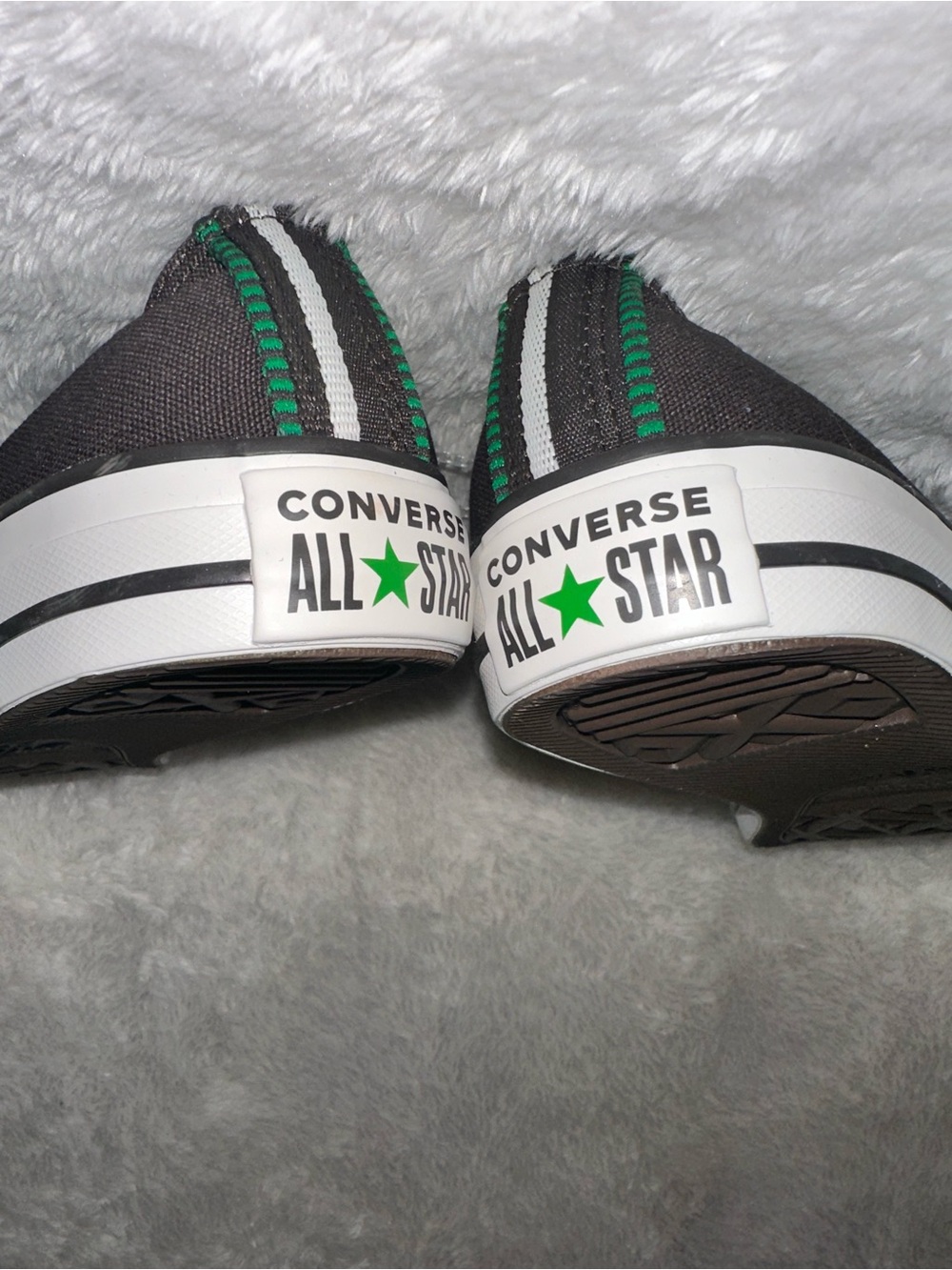 Converse All Star Low Top Sneakers in Black with Green Accents